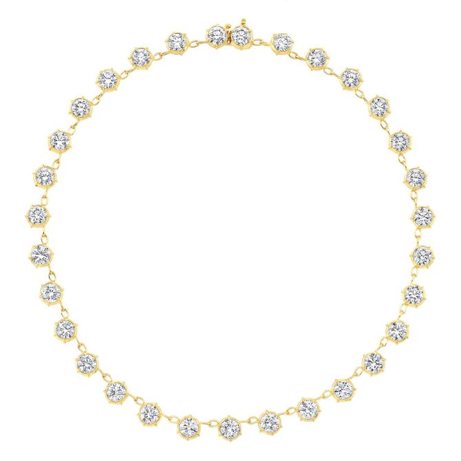 Rahaminov Round Diamond Station Necklace in Yellow Gold, 16", 18.30 cttw