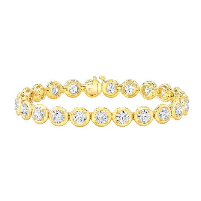 Rahaminov Round Diamond Tennis Bracelet in Yellow Gold, 6.75", 9.71 cttw