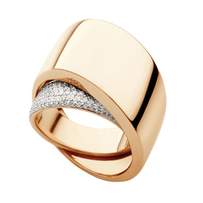 Vhernier Tourbillon Diamond Pavé Crossover Ring in Two Tone