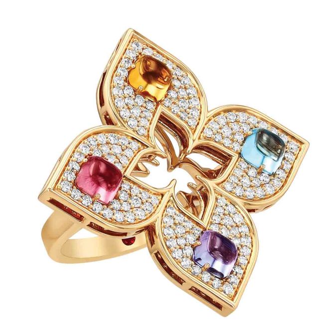 Roberto Coin Venetian Princess Carnevale Multiple Gemstone & Diamond Pavé Flower Ring in Rose Gold