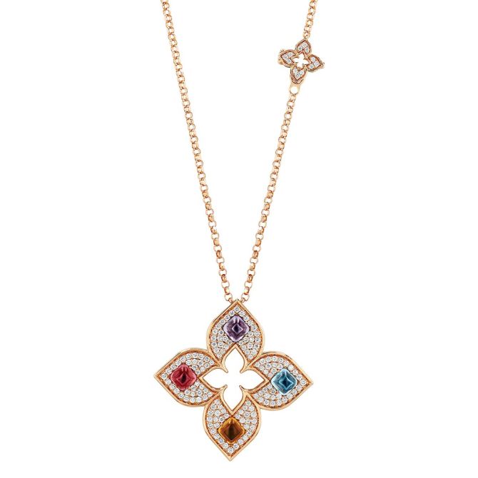 Roberto Coin Venetian Princess Carnevale Multiple Gemstone & Diamond Pavé Pendant in Rose Gold