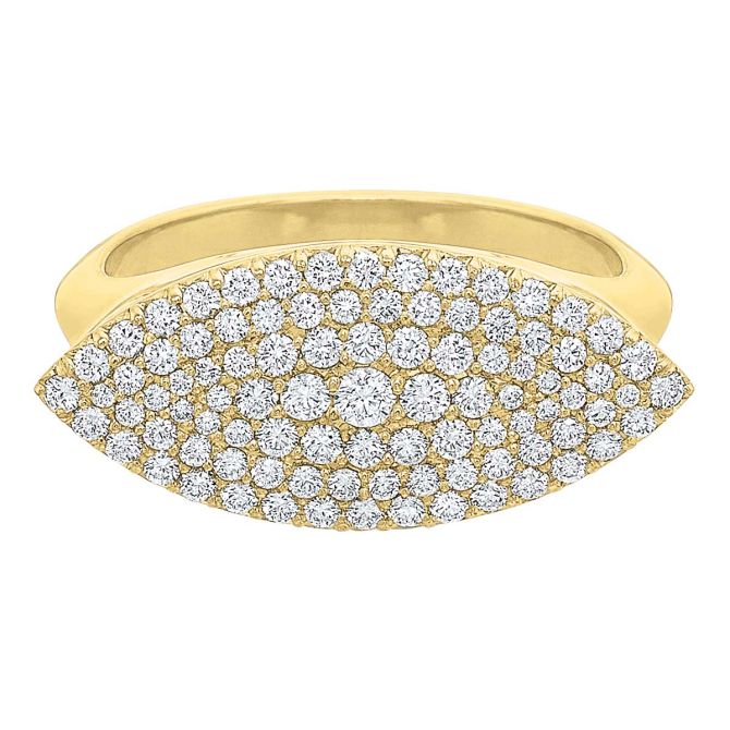 Diamond Pavé Marquise East-West Ring in Yellow Gold