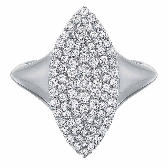 Diamond Pavé Vertical Marquise Ring in Platinum