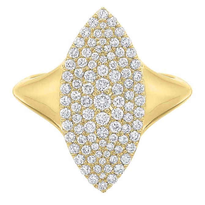 Diamond Pavé Vertical Marquise Ring in Yellow Gold