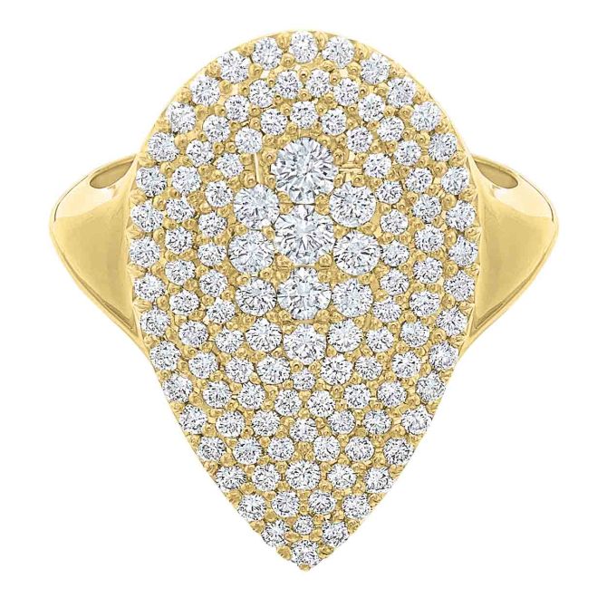 Diamond Pavé Pear Shape Ring in Yellow Gold