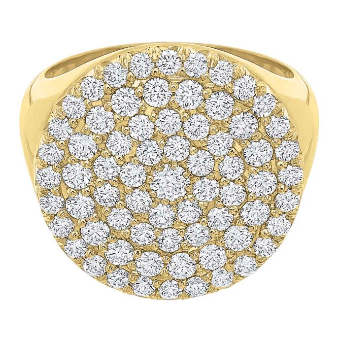 Diamond Pavé Round Ring in Yellow Gold