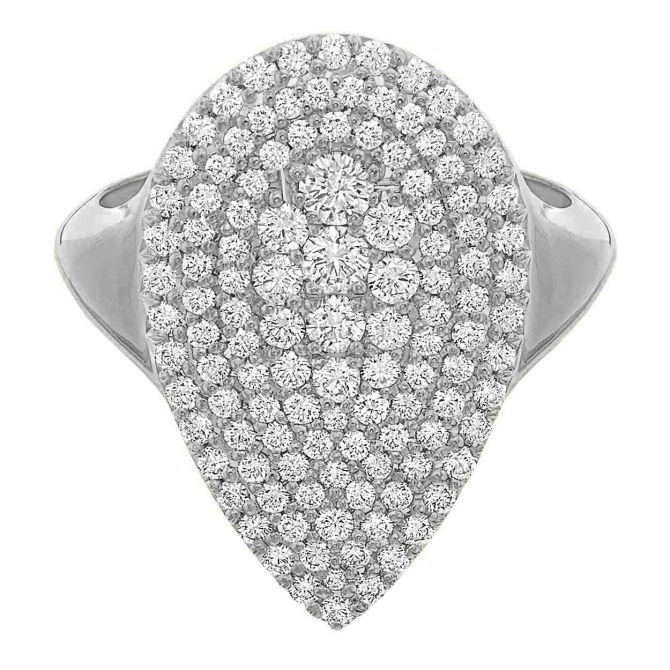 Diamond Pavé Pear Shape Ring in Platinum