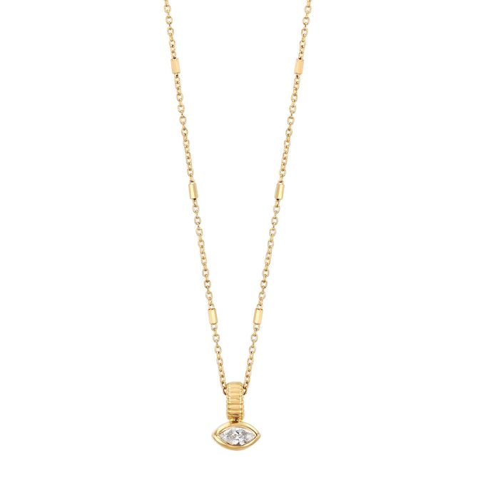 Zoe Chicco Bezel Set Marquise Diamond & Rondel Pendant in Yellow Gold, 16"