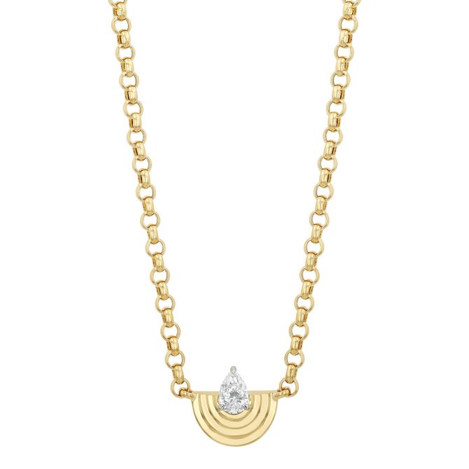 Phillips House Stories Pear Shape Diamond Demi Layered Pendant in Yellow Gold & Platinum, 18"