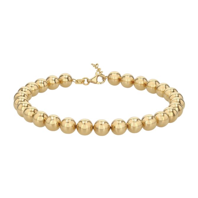 Yellow Gold Ball Chain Bracelet, 6 mm, 7.5"