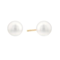 TARA Pearls Akoya Cultured Pearl 6 mm Stud Earrings in Yellow Gold