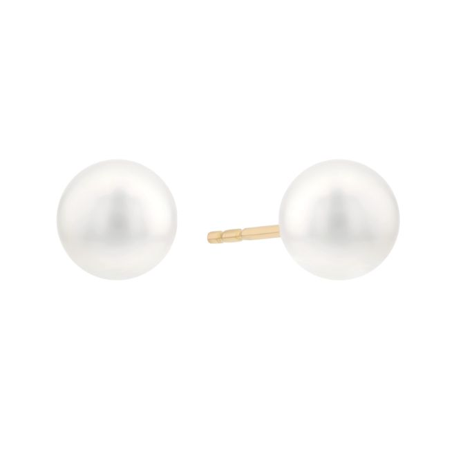 TARA Pearls Akoya Cultured Pearl 6 mm Stud Earrings in Yellow Gold