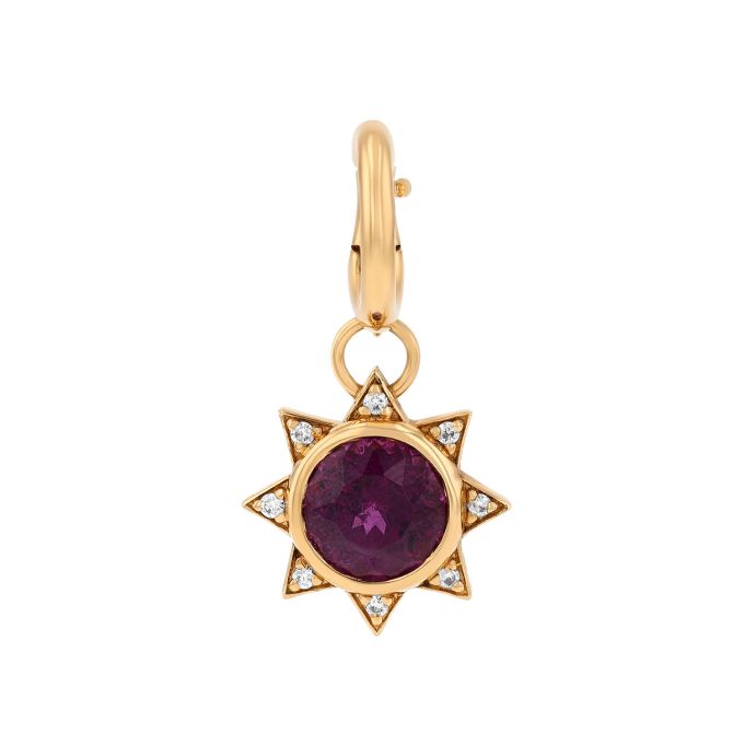 Harwell Godfrey Supernova Garnet Sun Charm in Yellow Gold