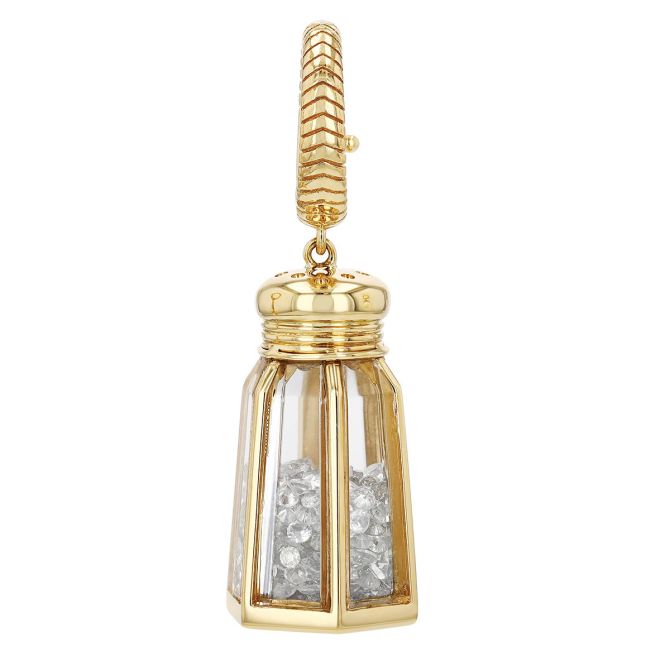 Harwell Godfrey White Sapphire, Crystal & Diamond Salt Shaker Charm in Yellow Gold