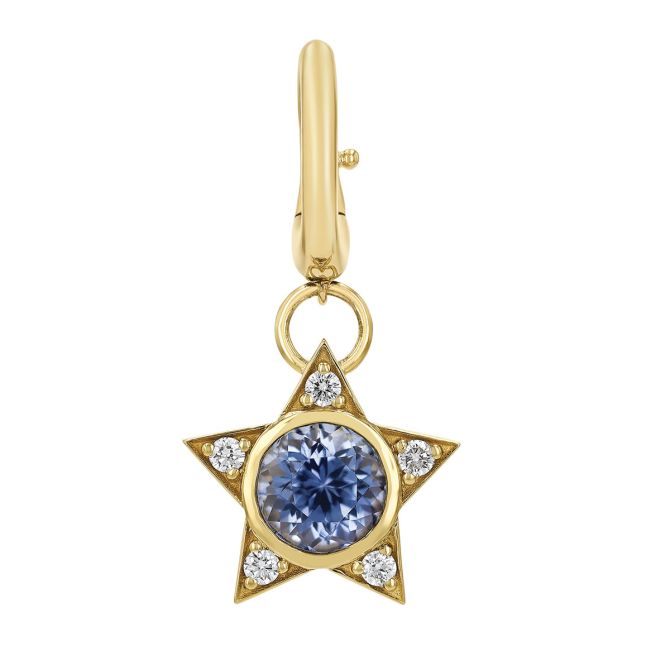 Harwell Godfrey Bezel Set Tanzanite & Diamond Star Charm in Yellow Gold