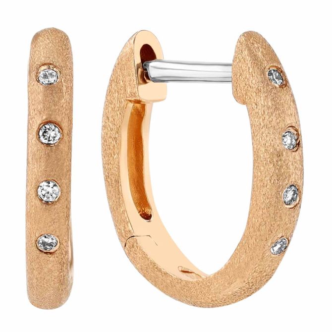 4 Diamond Huggie Hoop Earrings in Satin Rose Gold