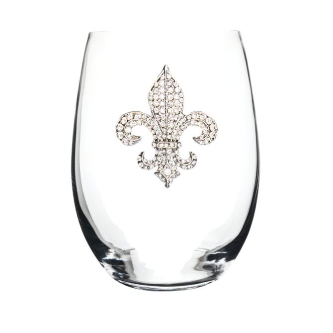 The Queens' Jewels Diamond Fleur De Lis Stemless Wine Glass