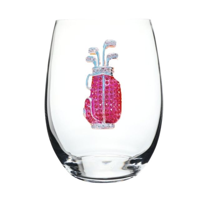 The Queens' Jewels Pink Golf Bag Stemless Wine Glass