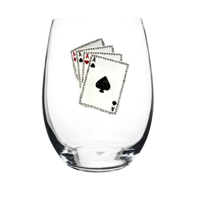 The Queens' Jewels Playing Cards Stemless Wine Glass