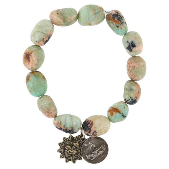 Miracle Icons by Mary Jo Pane 12mm Amazonite Bracelet