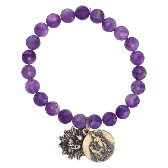 Miracle Icons by Mary Jo Pane 8mm Faceted Amethyst Bracelet