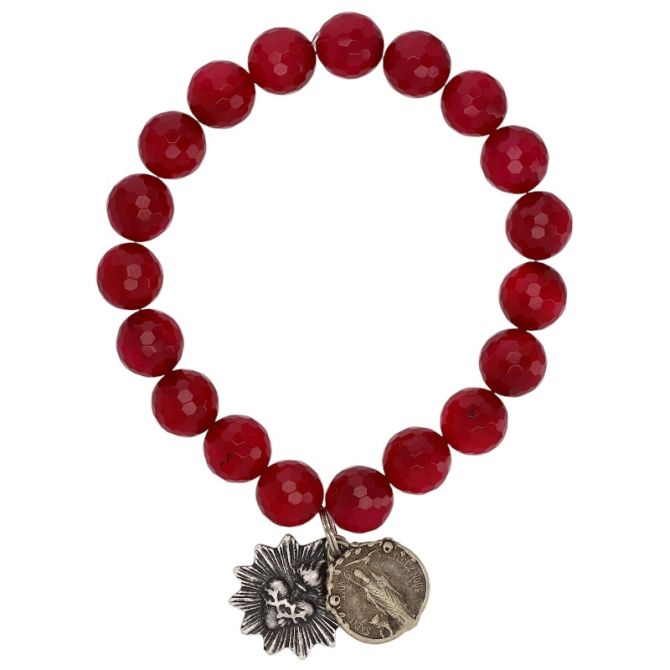 Miracle Icons by Mary Jo Pane 10mm Faceted Dyed Chalcedony Bracelet