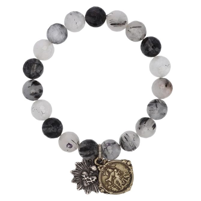 Miracle Icons by Mary Jo Pane 10mm Faceted Rutilated Quartz Bracelet