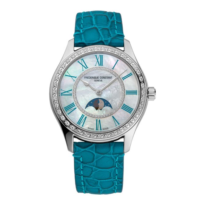 Frederique Constant Classics Elegance Luna 36mm Women's Watch, Blue Mother of Pearl Dial