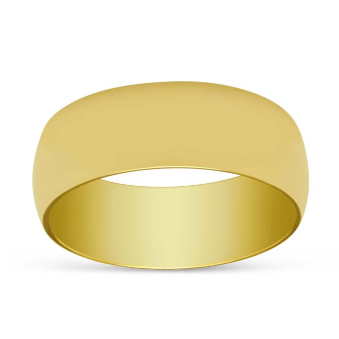 Yellow Gold Low Dome Comfort Fit Wedding Band, 7mm