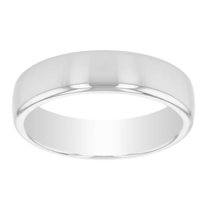 Benchmark Rings White Gold Euro Comfort Fit Men's Wedding Band, 5.5 mm, Size 9