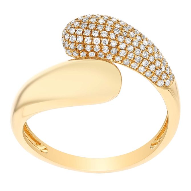 Diamond Pave & Yellow Gold Contour Bypass Ring