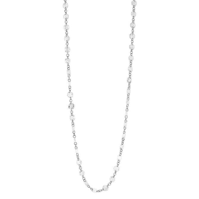 TARA Pearls Rose Cut Diamond Station Chain Necklace in White Gold, 15.5"