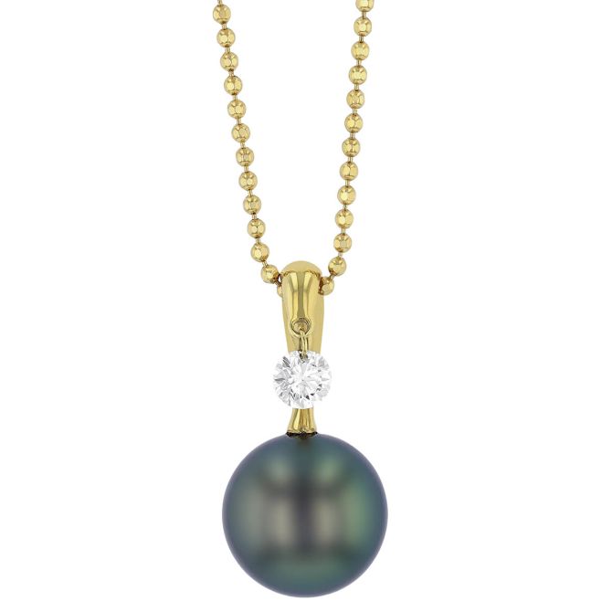 TARA Pearls Tahitian South Sea Cultured Pearl & Diamond Pendant in Yellow Gold, 18"