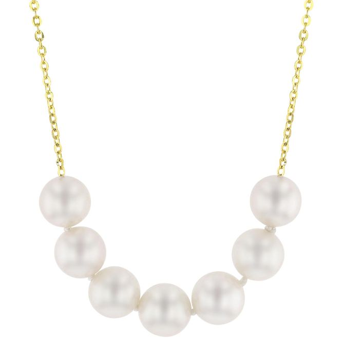 TARA Pearls 7 White Cultured Pearl Necklace in Yellow Gold, 18"