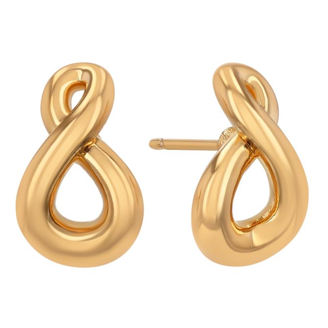 Yellow Gold Mini Infinity Loop Stud Earrings