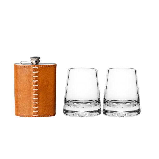 Simon Pearce Ascutney Bourbon Glasses and Flask Set