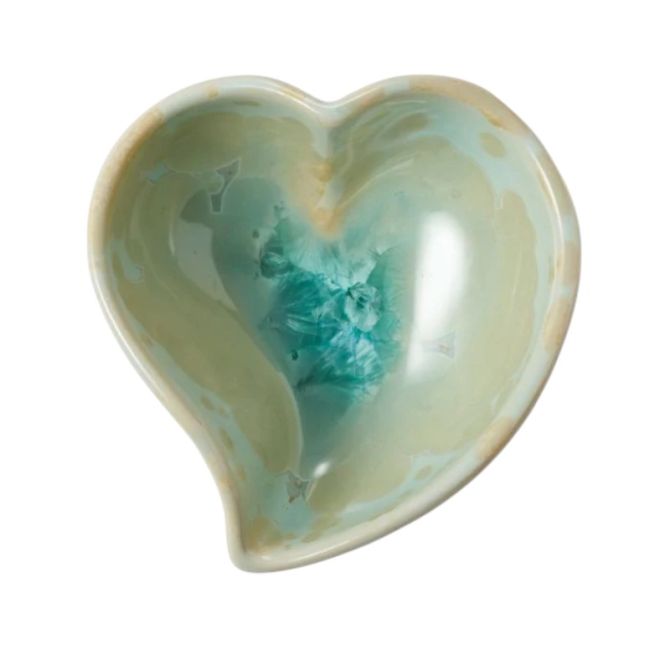 Simon Pearce Jade Crystalline Twist Heart Bowl, Small