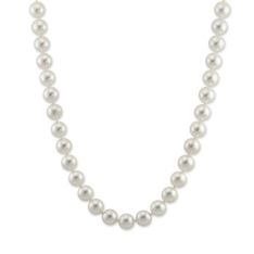 Akoya Cultured Pearl Strand, 7.5x8mm with White Gold & Diamond Clasp, 18" by TARA Pearls