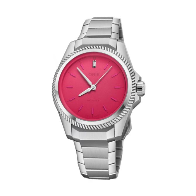 Oris Propilot x Miss Piggy Edition 34mm Watch, Hot Pink Dial