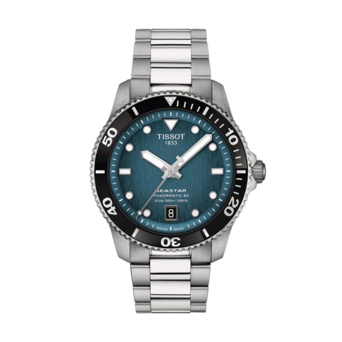 Tissot Seastar 1000 Powermatic 80 40mm Men's Watch, Turquoise Black Dial