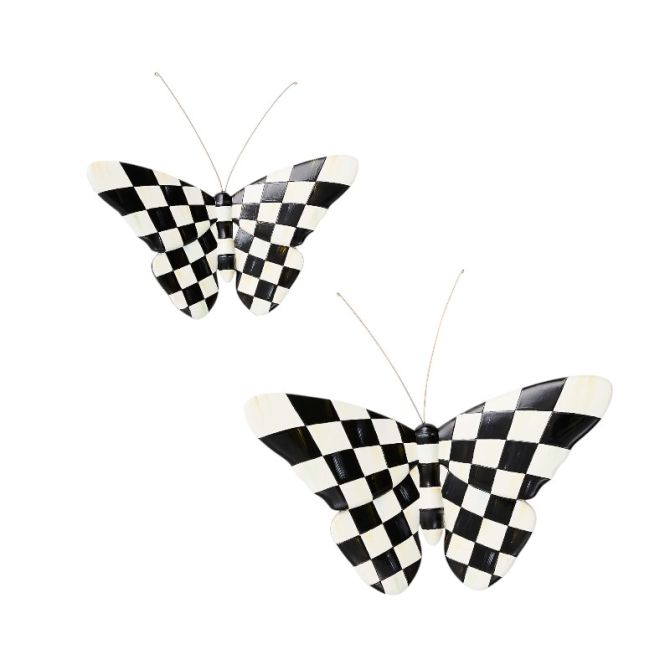 MacKenzie-Childs Courtly Check Outdoor Butterflies Wall Décor, Set of 2