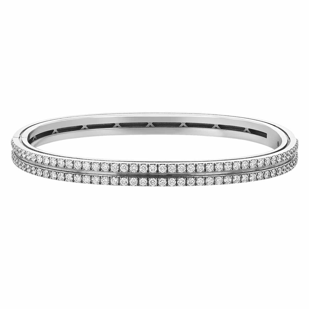 Roberto Coin Portofino White Gold 2 Row Diamond Bangle Bracelet ...