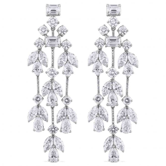 Diamond Chandelier Earrings in White Gold