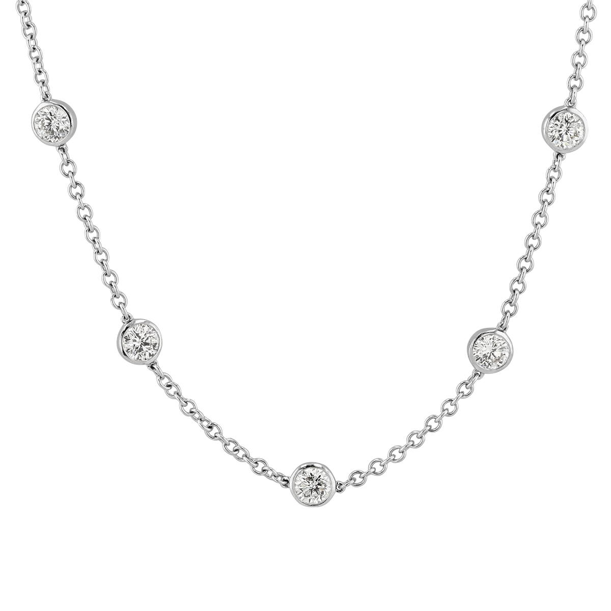 Borsheims Signature Oval Diamond 18 Station Necklace in White Gold, 24 ...