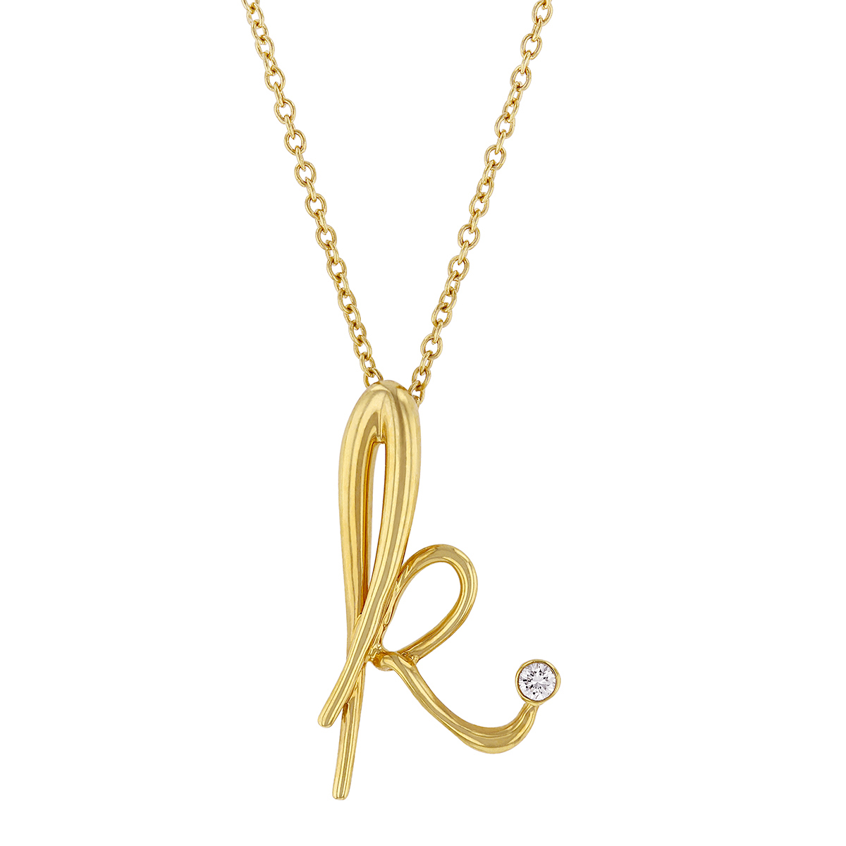 Kwiat 18K Yellow Gold Diamond Initial K Pendant, 16