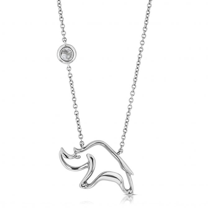 Kalahari Dream Diamond 18K White Gold Rhino Pendant