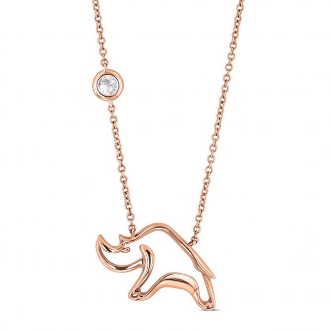 Kalahari Dream Diamond 18K Rose Gold Rhino Pendant