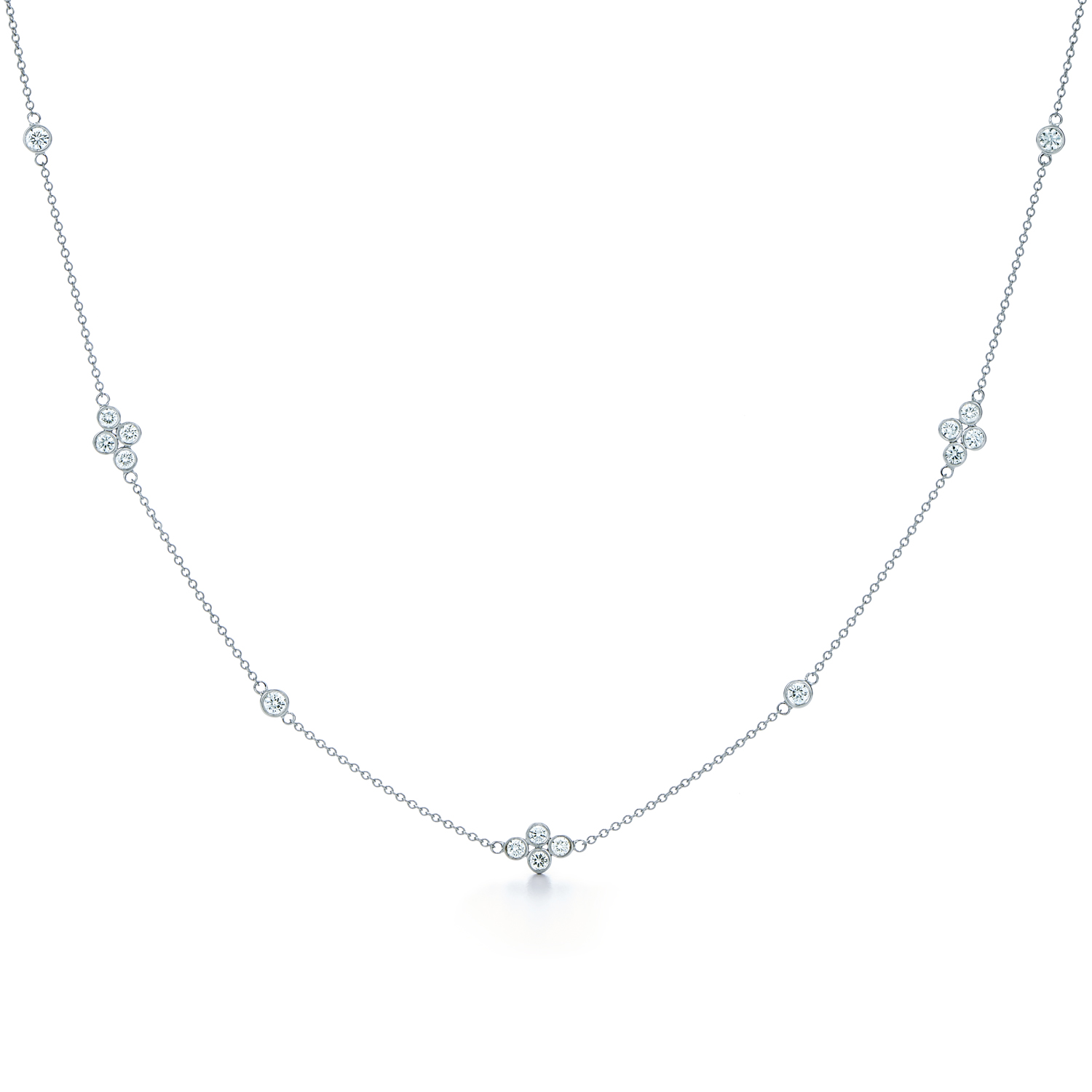 Kwiat Diamond Bezel Set Cluster Station Necklace in White Gold, 18 ...