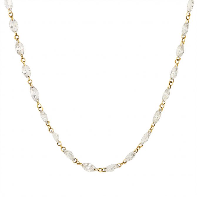 Marquise Diamond Station Necklace in Yellow Gold, 30"