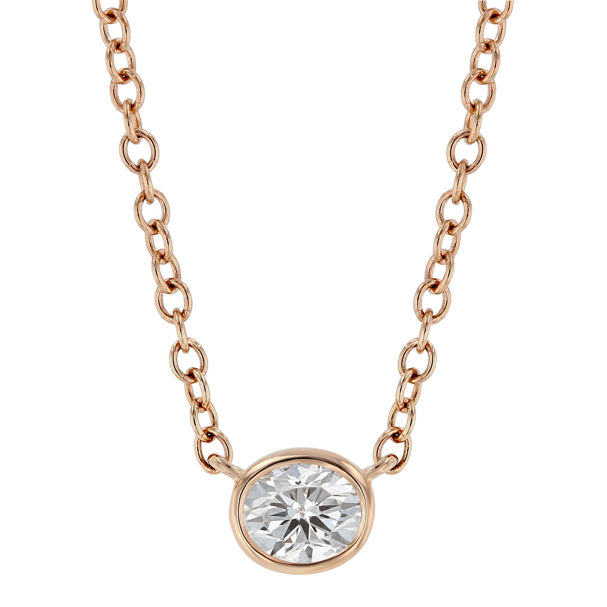 Borsheims Signature Oval Diamond Single Station Necklace in Rose Gold ...